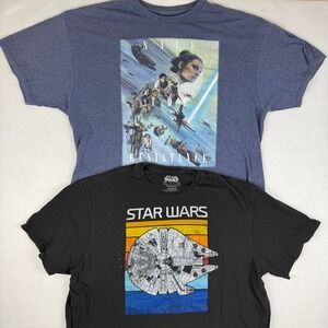 Star Wars Mens T-Shirt Bundle Millennium Falcon Save the Resistance XL 2 Pack